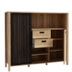 Forte Шафа 150 см з ламелями та шухлядами Jytana Дуб Mauvella/Чорний, JTNR332L-M635 - Home Club, зображення 4