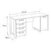 Forte Вінтажний лофт-стіл 155x60 см з 4 шухлядами та шафкою Clif, CLFB221-C546 - Home Club, зображення 5