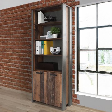 Forte Стеллаж 87 см Clif Old – Wood Vintage/Темно-серый бетон, CLFR725-C546 - Home Club