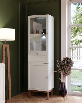 Forte Узкая витрина шириной 50 см с ящиком Penkridge Secret Grey/Dąb Szlachetny, PKDV711-M848 - Home Club