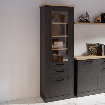 Forte Узкая витрина шириной 70 см с ящиком Duro, дуб Riviera/дуб Cabezone, DURV812-M954 - Home Club