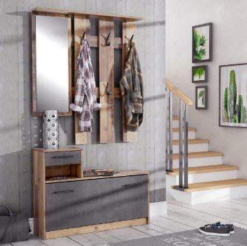 Forte Прихожая 100 см Foxi Old – Wood Vintage / Бетон темно-серый, FOXD011-C943 - Home Club