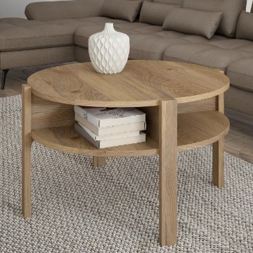 Forte Круглый журнальный столик с полкой 75x75 см Tobago, дуб Mauvella, CFTT5024-D108 - Home Club