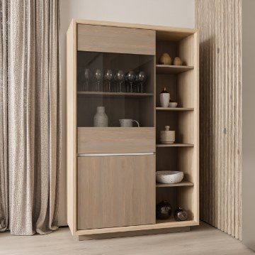 Forte Витрина 100 см Ficar «Дуб Рива»/«Сосна Имбиа», FCRV622LB-Q288 - Home Club