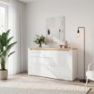 Forte Комод 156 см Duraoak Білий/Білий глянцевий/Дикий дуб натуральний, DUKK222RB-Q356 - Home Club