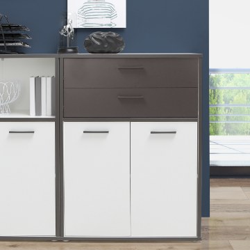 Forte Шкафчик 90 см с ящиками Keflavik, белый/графитовый, KFLK322-J53 - Home Club