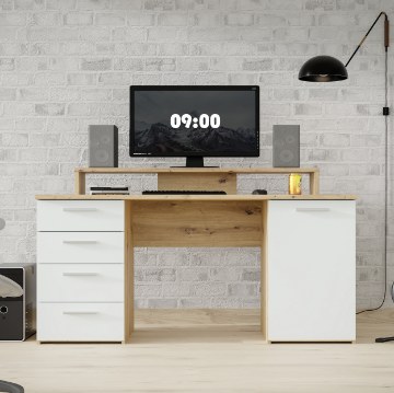 Forte Письменный стол 145x60 см с надставкой для монитора, цвет «Secret Grey»/«Дуб Artisan», MT980-M823 - Home Club