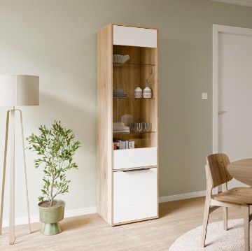 Forte Витрина 55 см Orkney, дуб «Маувелла» / белый глянцевый, OKYV711-Q344 - Home Club