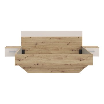 Forte Ліжко з тумбочками 160x200 см Tanaia Дуб Artisan/Пісочний, TNAL2162-Q224 - Home Club