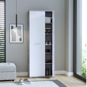 Forte Шкаф для обуви 70 см Net106 Бетон/Белый, MS151-C251 - Home Club
