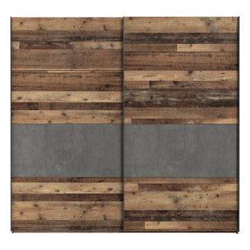 Forte Шкаф с раздвижными дверцами 220 см Clif Old – Винтажный деревянный/бетон, RCQS92411-C754 - Home Club