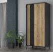 Forte Шафа 90 см Joakimis Дуб Mauvella/Чорний, JMXS721-M637 - Home Club