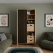Forte Стелаж 100 см з ламелями та шухлядами Jytana Дуб Mauvella/Чорний, JTNR722L-M635 - Home Club
