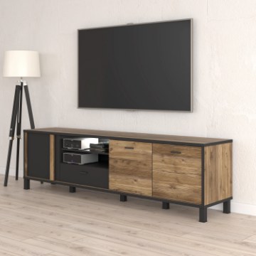 Forte Тв-тумба 200 см Hayato, черный/альпийская ель, HYTT241R-M215 - Home Club