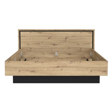 Forte Двоспальне ліжко 180x200 см Trondheim Дуб Artisan/Дуб чорний, TDHL1182-C773 - Home Club