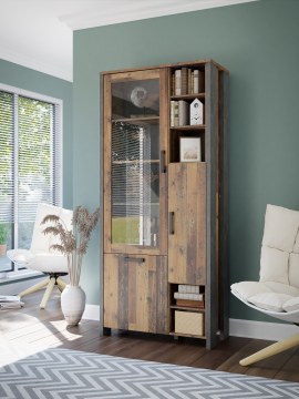 Forte Витрина 90 см Clif Old – Винтажный деревянный/бетон, CLFV721-C546 - Home Club