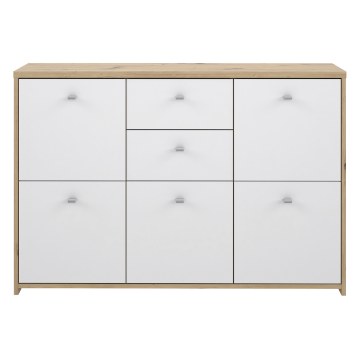 Forte Комод 115 см Best Chest Білий/Дуб Artisan, SQNK233-C804 - Home Club