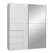 Forte Розсувна шафа з дзеркалом і шухлядами, 170 см, Winn 2, біла, W2QS8233S-120 - Home Club, зображення 2