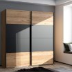 Forte Шкаф с раздвижными дверцами 200 см Dalate, дуб «Катания»/чёрный, DKSS32411-M267 - Home Club