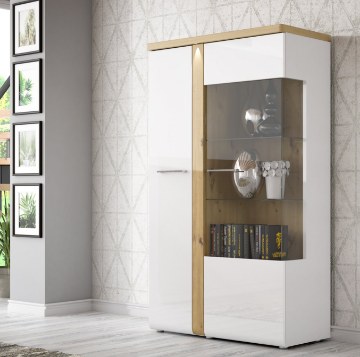 Forte Витрина шириной 100 см с подсветкой Tuluza, белый/дуб Artisan, TUZV621B-C843 - Home Club