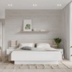 Forte Кровать с подсветкой и тумбочками 180x200 см Rondino, дуб песочный/белый, RDNL1821BT-T30 - Home Club
