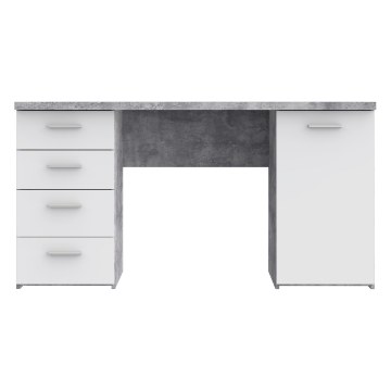 Forte Письменный стол 145x60 см с 4 ящиками и тумбой, белый/бетонный, MT926-C264 - Home Club