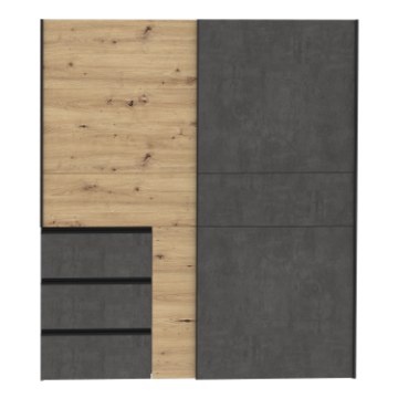 Forte Шкаф-купе 170 см с ящиками Winn 2, дуб Artisan/бетон, W2QS823E71-C752 - Home Club