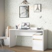 Forte Білий письмовий стіл 140x55 см із шухлядою та шафкою Modultrick, MDUB112-M961 - Home Club