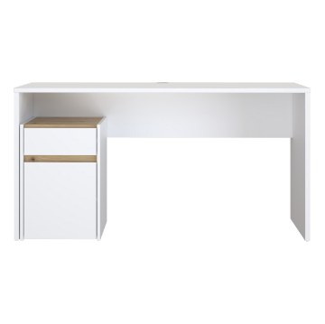Forte Белый письменный стол 140x55 см с ящиком и шкафчиком Modultrick, MDUB112-M961 - Home Club