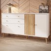 Forte Комод 160 см Harllson, белый/дуб Mauvella, HLTK231REC-M793 - Home Club