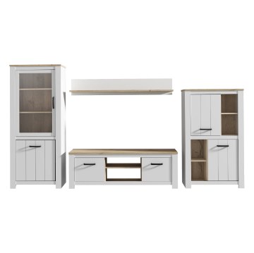 Forte Меблева стіна 345 см Elara, білий матовий/дуб Біанко, ERXM01L-C586 - Home Club