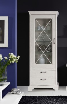 Forte Узкая витрина шириной 80 см с ящиками Kashmir, белая сосна, KSMV73-D43 - Home Club