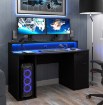 Forte Чорний письмовий стіл 140x65 см з Rgb-підсвічуванням та надставкою для монітора Ayo, TZRB219B3-Z113 - Home Club