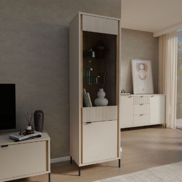 Forte Витрина 60 см Seravel, цвет «Песочный»/«Дуб Маувелла», SVLV711-Q112 - Home Club