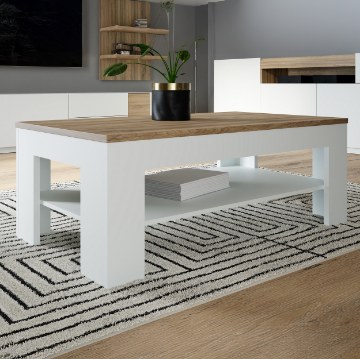 Forte Прямокутний журнальний столик з поличкою 110x60 см Lewisville Secret Grey/Дуб Валенсія, CFTT5016-M830 - Home Club