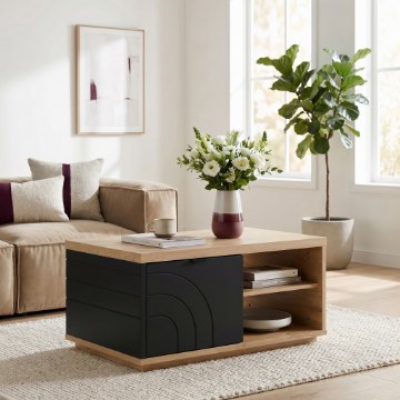 Forte Столик 90 см Auriquet «Дикий дуб» натуральний/чорний, CFTT5243-Q363 - Home Club