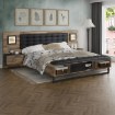 Forte Кровать с подсветкой и тумбочками 180x200 см Jakobina, дуб «Клепковый»/дуб «Черный», JKBL1181B-C795 - Home Club