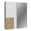 Forte Розсувна шафа з дзеркалом і шухлядами, 170 см, Winn 2, дуб Artisan/білий, W2QS8233S-C830 - Home Club, зображення 4