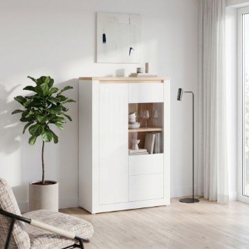 Forte Витрина 96 см Duraoak, белый/белый глянцевый/натуральный дуб «Дикий», DUKV522LB-Q356 - Home Club