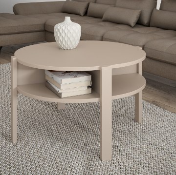 Forte Круглий журнальний столик з поличкою 75x75 см Tobago, пісочний, CFTT5024-U60 - Home Club