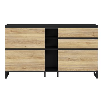 Forte Шкаф для обуви 180 см с ящиками Quayle, черный/дуб Mauvella, QXLK223L-M733 - Home Club