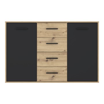 Forte Комод 120 см Antuza Дуб Artisan/Чорний, NTU231-M712 - Home Club
