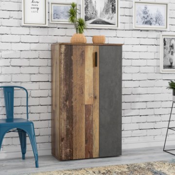 Forte Шкафчик для обуви 70 см Net106 Old – Винтажное дерево/бетон, BTS321-C754 - Home Club