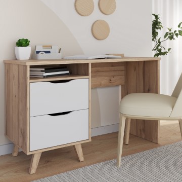 Forte Письменный стол 120 см Vankka с дубовой столешницей / белый, VNKB121-L25 - Home Club