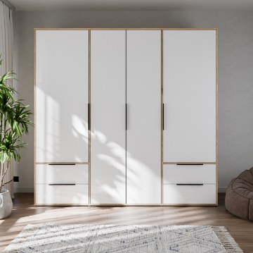 Forte Шкаф 205 см Orkney, дуб «Маувелла» / белый глянцевый, OKYS841-Q344 - Home Club