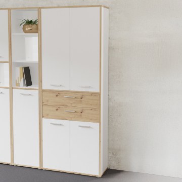 Forte Шкафчик 90 см с ящиками Keflavik, белый/дуб Artisan, KFLS821-C881 - Home Club