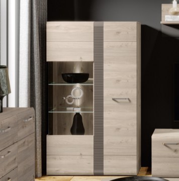 Forte Витрина 95 см Locarno, дуб «Нельсон»/серый, LCRV521R-N92 - Home Club