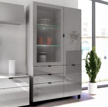 Forte Витрина 110 см Poole, серый/стекло светло-серого цвета Opti, ENJV721-M534 - Home Club