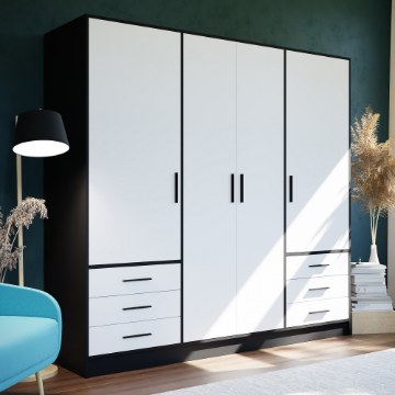 Forte Шкаф 210 см с ящиками Jupiter, черный/белый, JPTS86T-T10 - Home Club