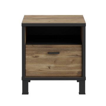 Forte Прикроватный столик 45 см с ящиком Hayato, черный/альпийская ель, HYTK011-M215 - Home Club